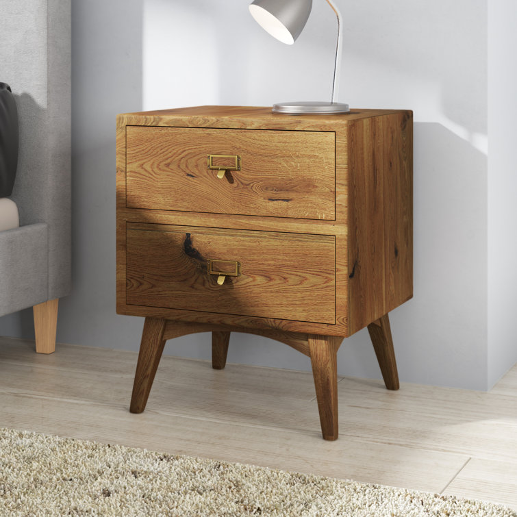 Oliver Carmelita 2 Drawer Solid Wood Bedside Table & Reviews